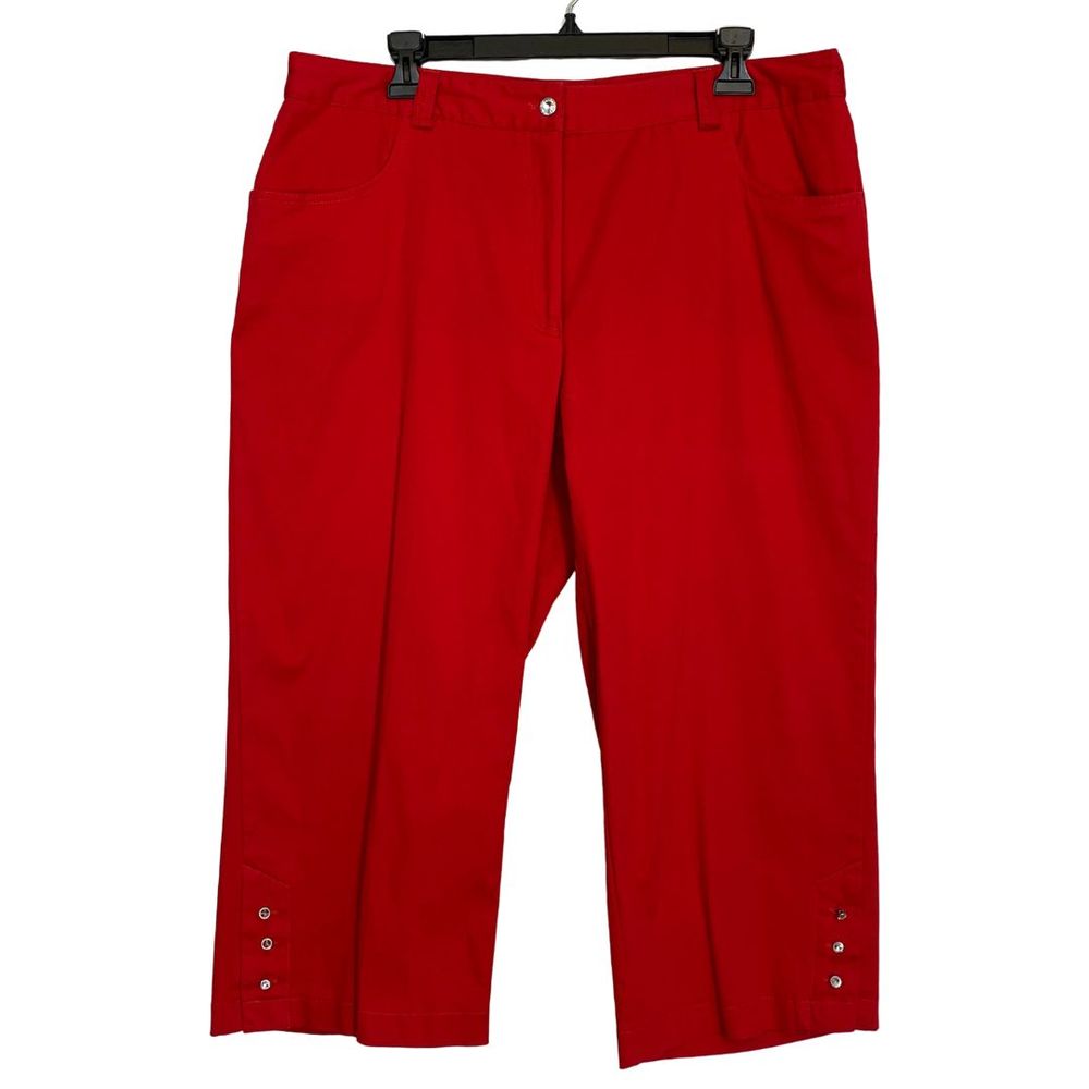 Verve Blues Red Capri Pants Rhinestone Buttons 16